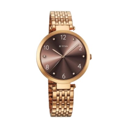 Titan Workwear 2783WM01 Brown Dial Stainless Steel Strap Quartz Analog Women Watch